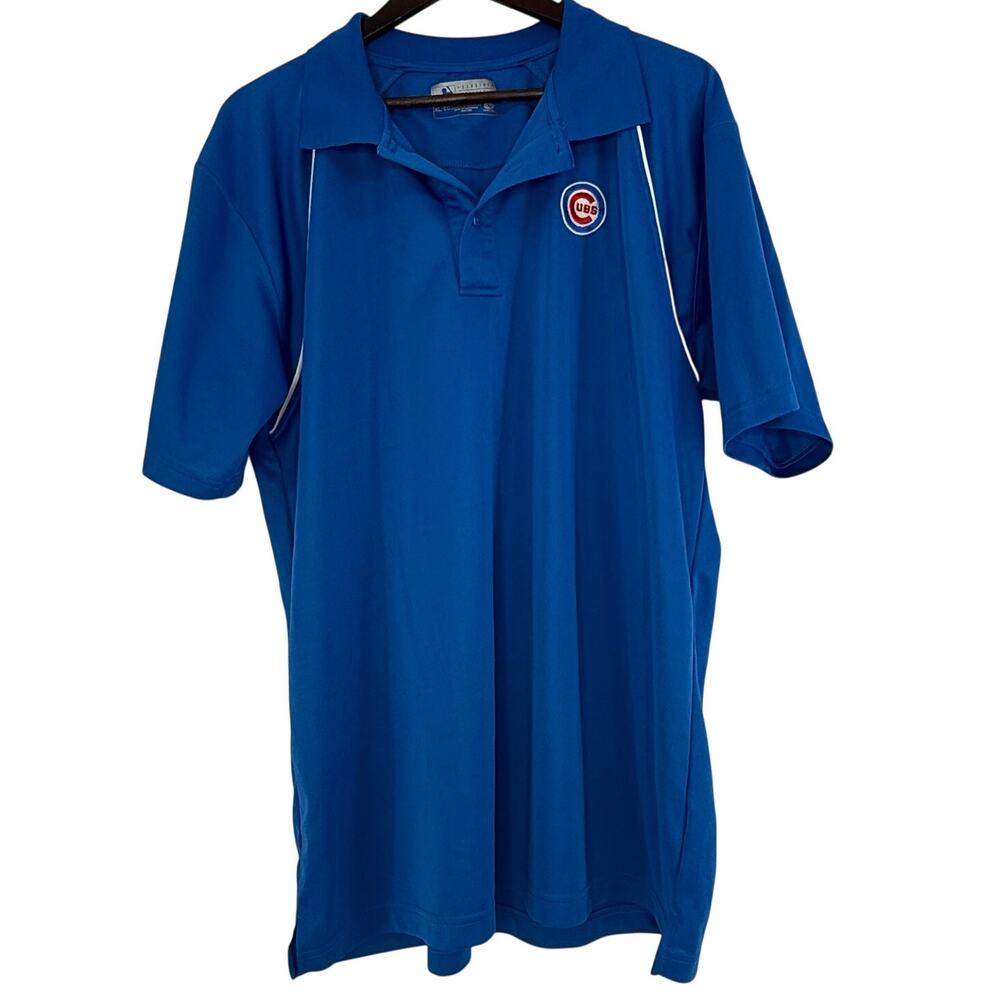 Chicago Cubs MLB True Fan Baseball Polo Shirt Mens XL Blue